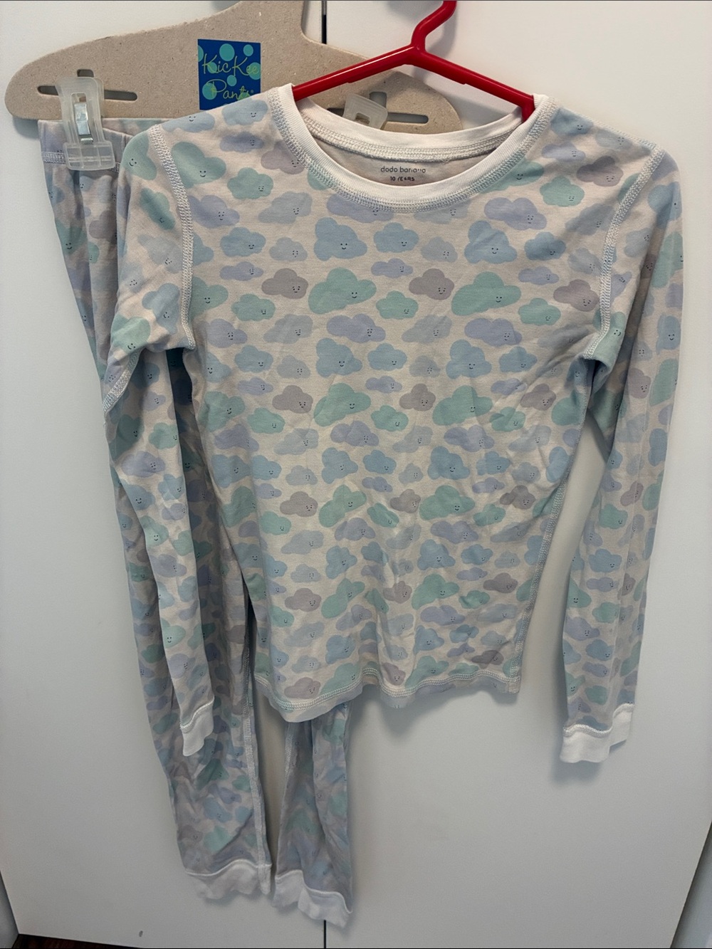 Dodo Banana Cloud Print Kids Pajama Set - Light Blue & Gray